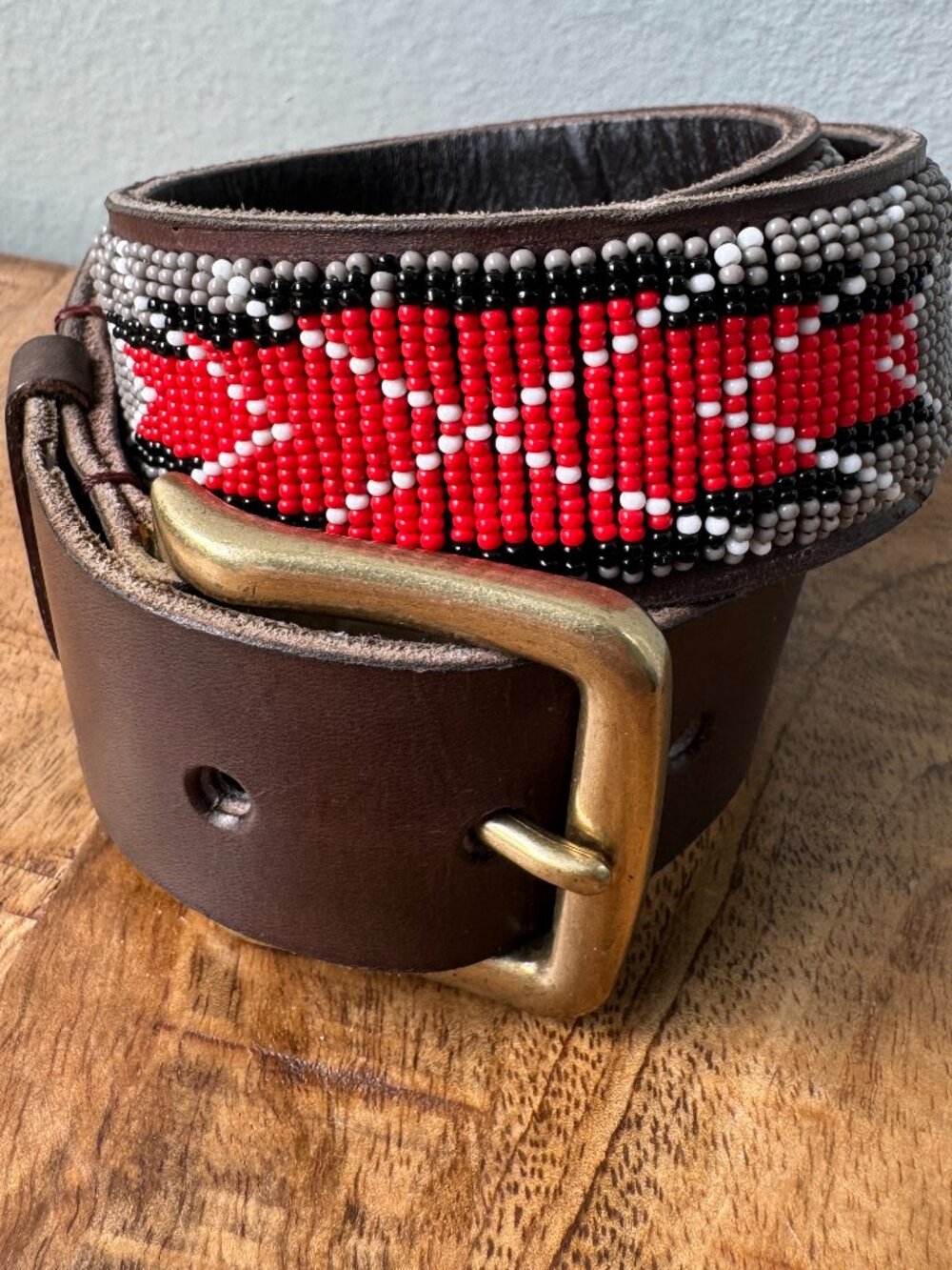 Global Girls Beaded Leather Belt sz 32